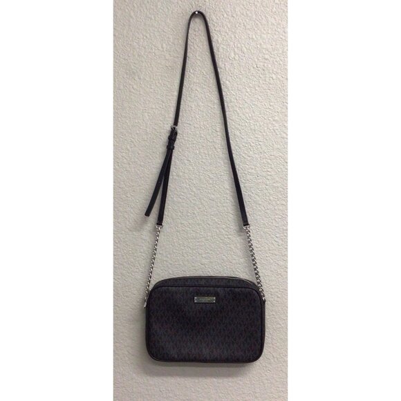 Michael Kors Jet Set East West Crossbody Leather PVC Canvas Signature MK - Picture 1 of 9
